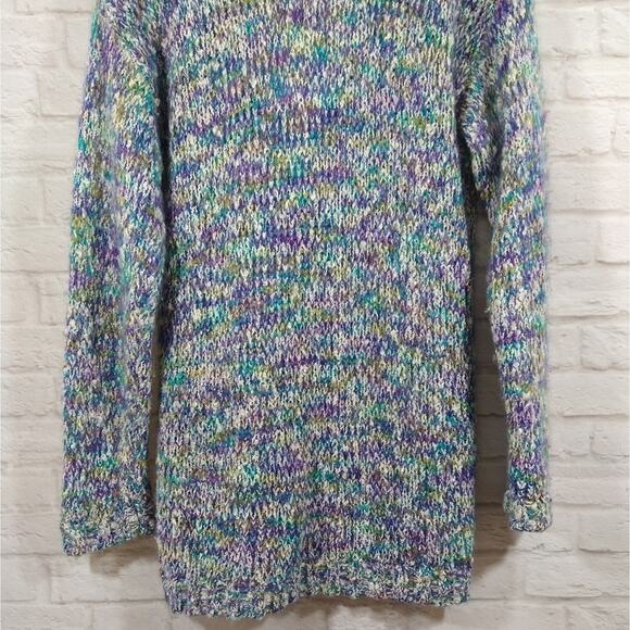 A Vintage VTG CHU Mohair Multicolor Button Down Knit Long Cardigan Sweater M - Picture 7 of 8